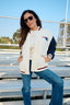 Patriots Bomber Jacket in Sugar Swizzle and Navy