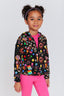 Girls Oversized Zip Hoodie in Candy Spill on Black
