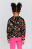Girls Oversized Zip Hoodie in Candy Spill on Black