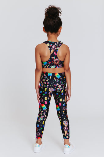 Girls Leggings in Black Candy Spill