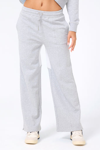 Heart-Seamed Wide Leg Pant in Collegiate Gray