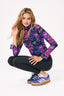 Mesh Mockneck in Floral Noir