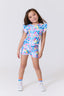 Girls Hi-Shine Ruffle Crop Top in Watercolor Mermaid