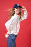 Yankees Multi Logo Baseball Stitch Crew in Sugar Swizzle Tonal