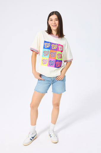 Nationals Vintage Tee in Neon Logos