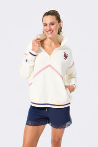 Mets Quarter Zip with Baseball Stitch