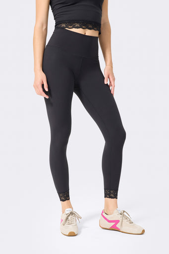 TLC Lace Hem Legging in Black
