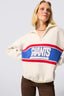 New York Giants Logo Stripe Quarter Zip Sweater in Sugar Swizzle